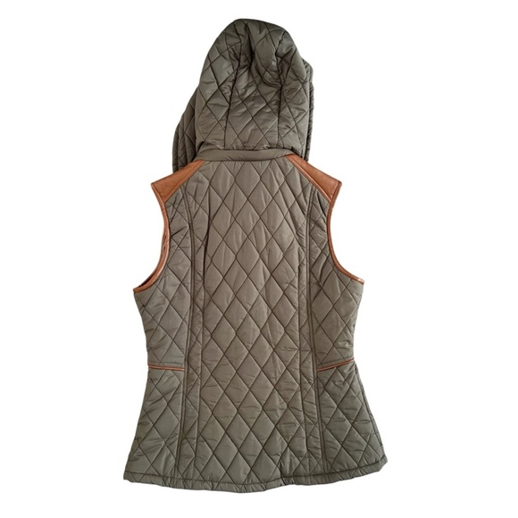 Fashionomics Quilted Hooded Vest Olive and Brown women’s size M goblincore - Picture 15 of 16